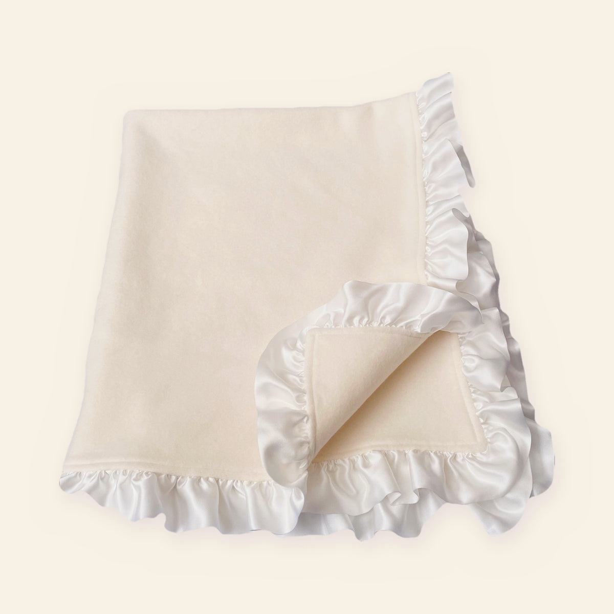 Organic Cotton Fleece Baby Blanket with Silk Ruffle