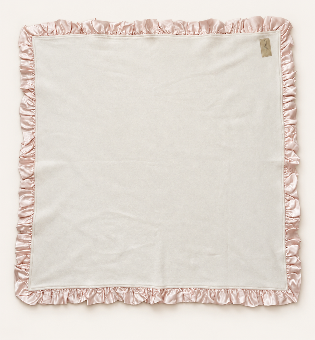 Organic Cotton Fleece Baby Blanket with Silk Ruffle