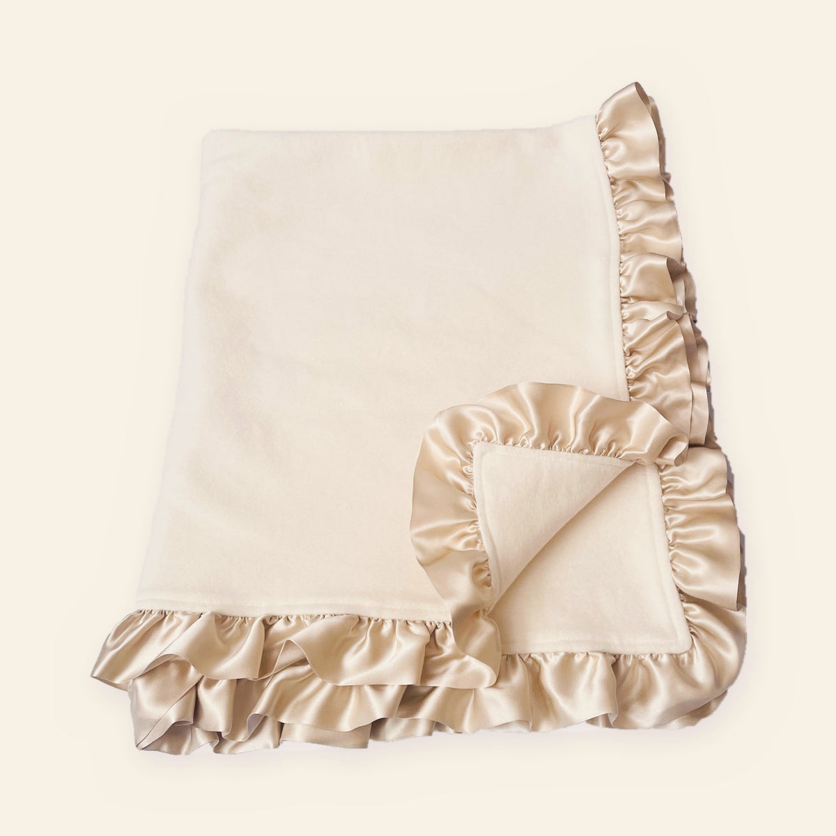 Organic Cotton Fleece Baby Blanket with Silk Ruffle