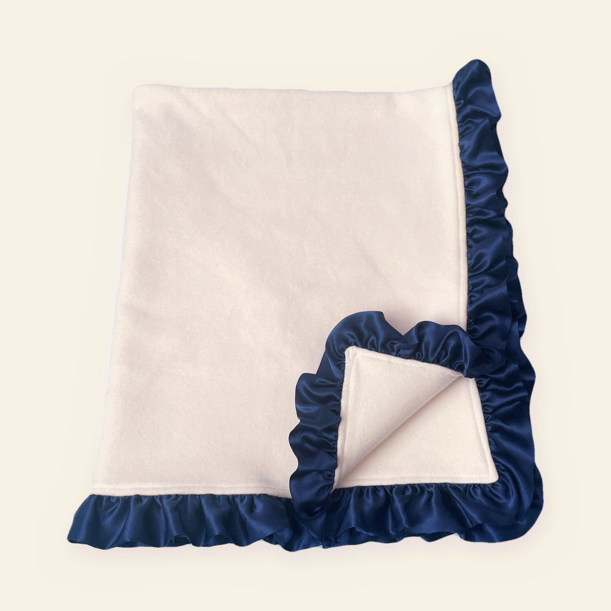 Organic Cotton Fleece Baby Blanket with Silk Ruffle