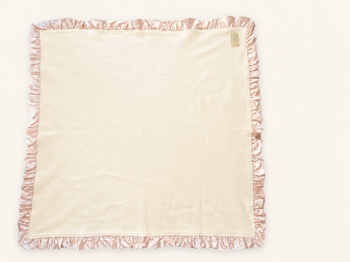 Organic Cotton Fleece Baby Blanket with Silk Ruffle