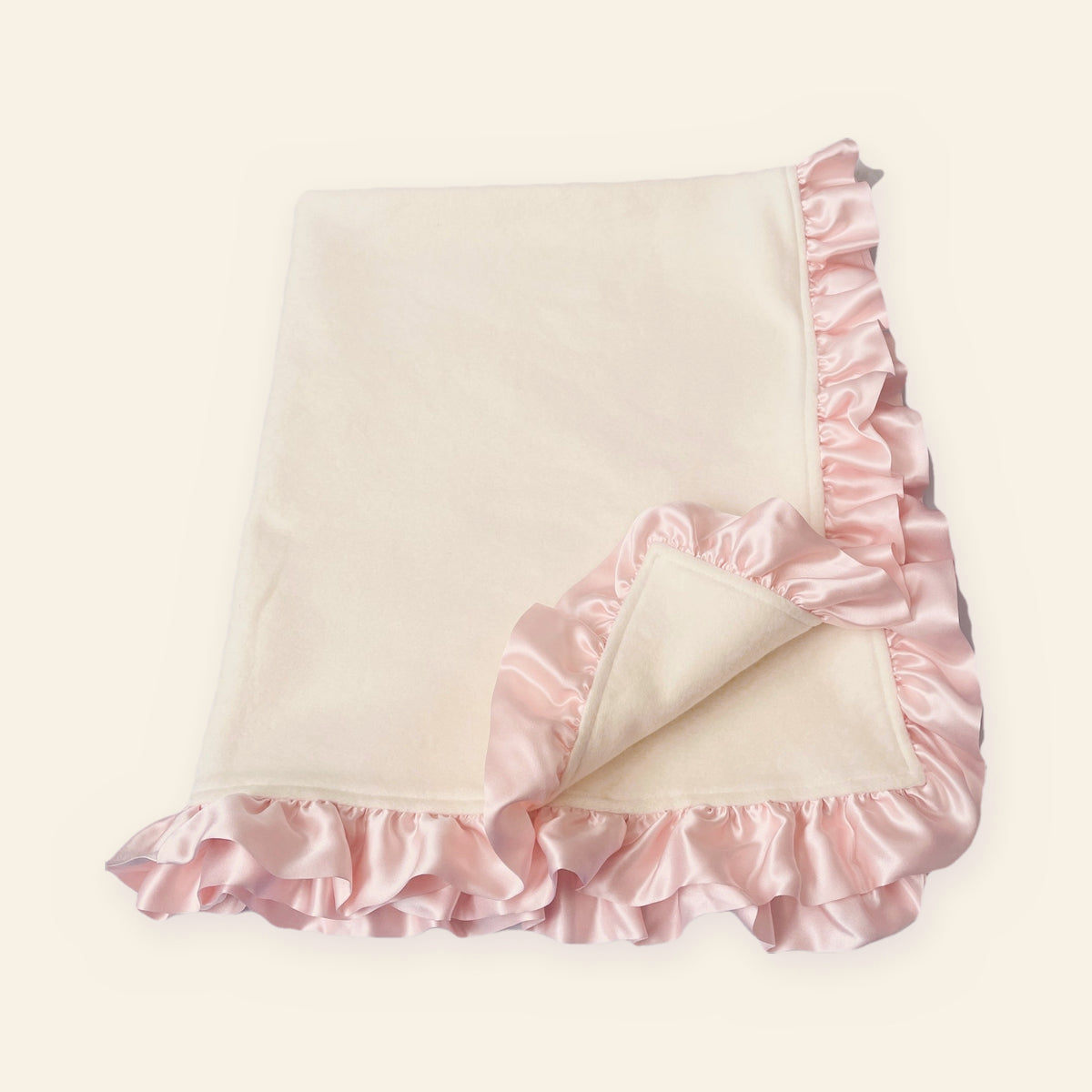 Organic Cotton Fleece Baby Blanket with Silk Ruffle