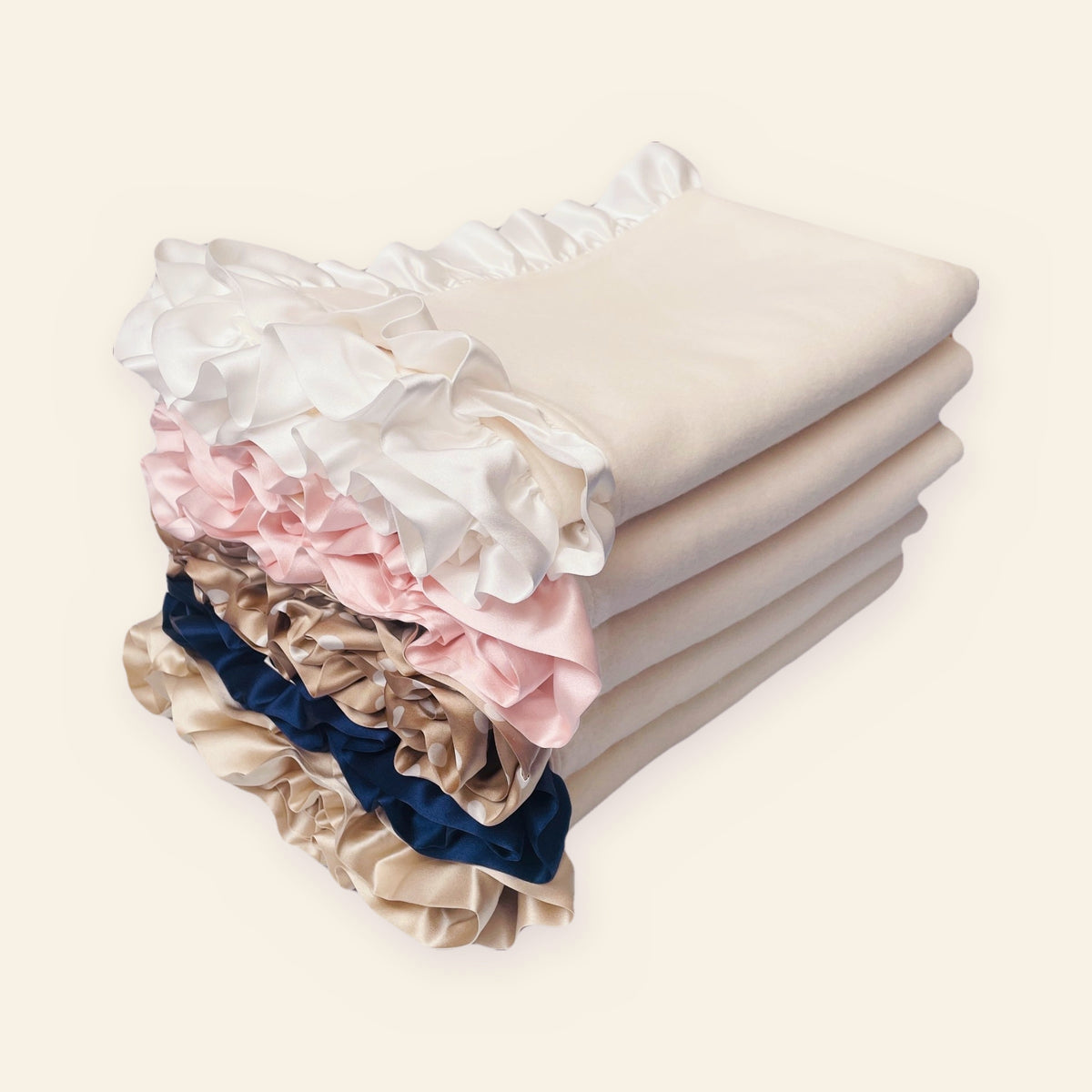 Organic Cotton Fleece Baby Blanket with Silk Ruffle