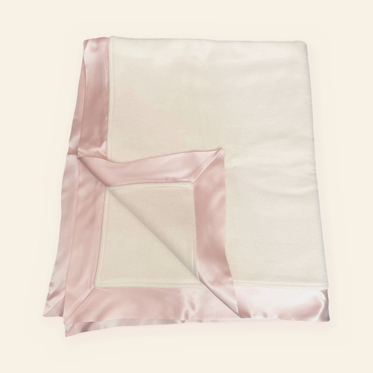 Organic Cotton Fleece Baby Blanket with Straight Silk Trim