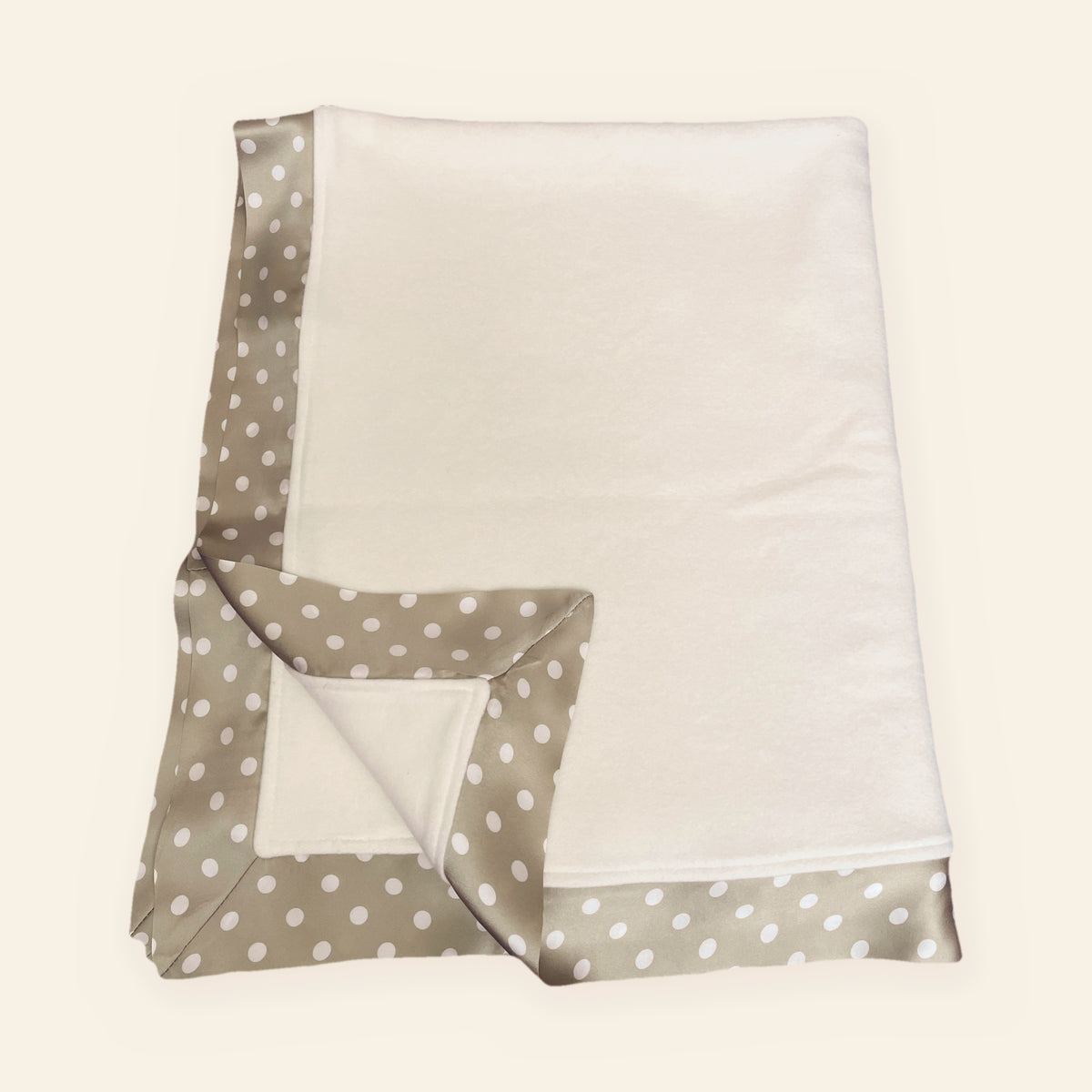 Organic Cotton Fleece Baby Blanket with Straight Silk Trim