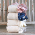 Organic Cotton Velour Baby Blanket with Silk Ruffle