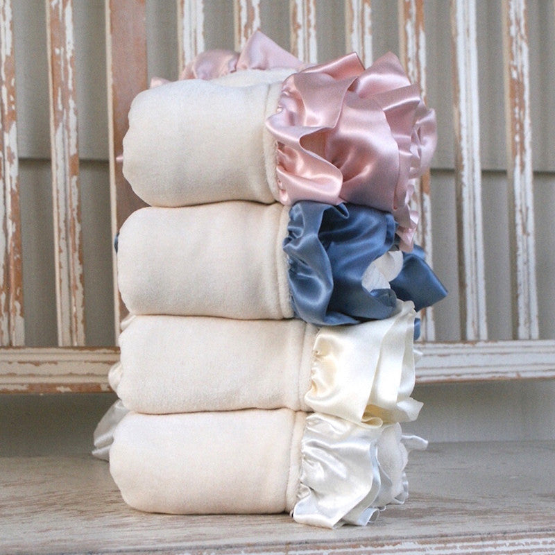 Velour Organic Baby Blanket with Silk Ruffle - Robbie Adrian Luxury Organics