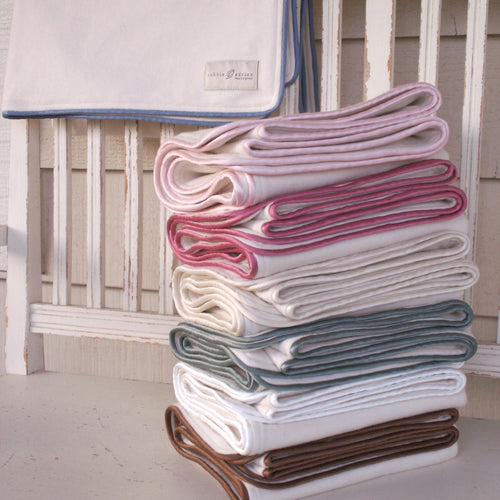 Fleece Organic Baby Blanket with Silk Piping - Robbie Adrian Luxury Organics