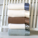 Fleece Organic Baby Blanket with Straight Silk Trim - Robbie Adrian Luxury Organics