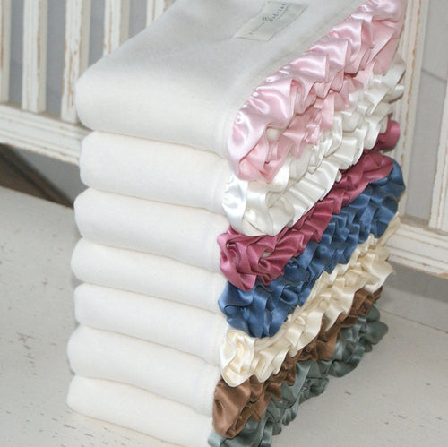 Fleece Organic Baby Blanket with A Little Less Silk Ruffle - Robbie Adrian Luxury Organics