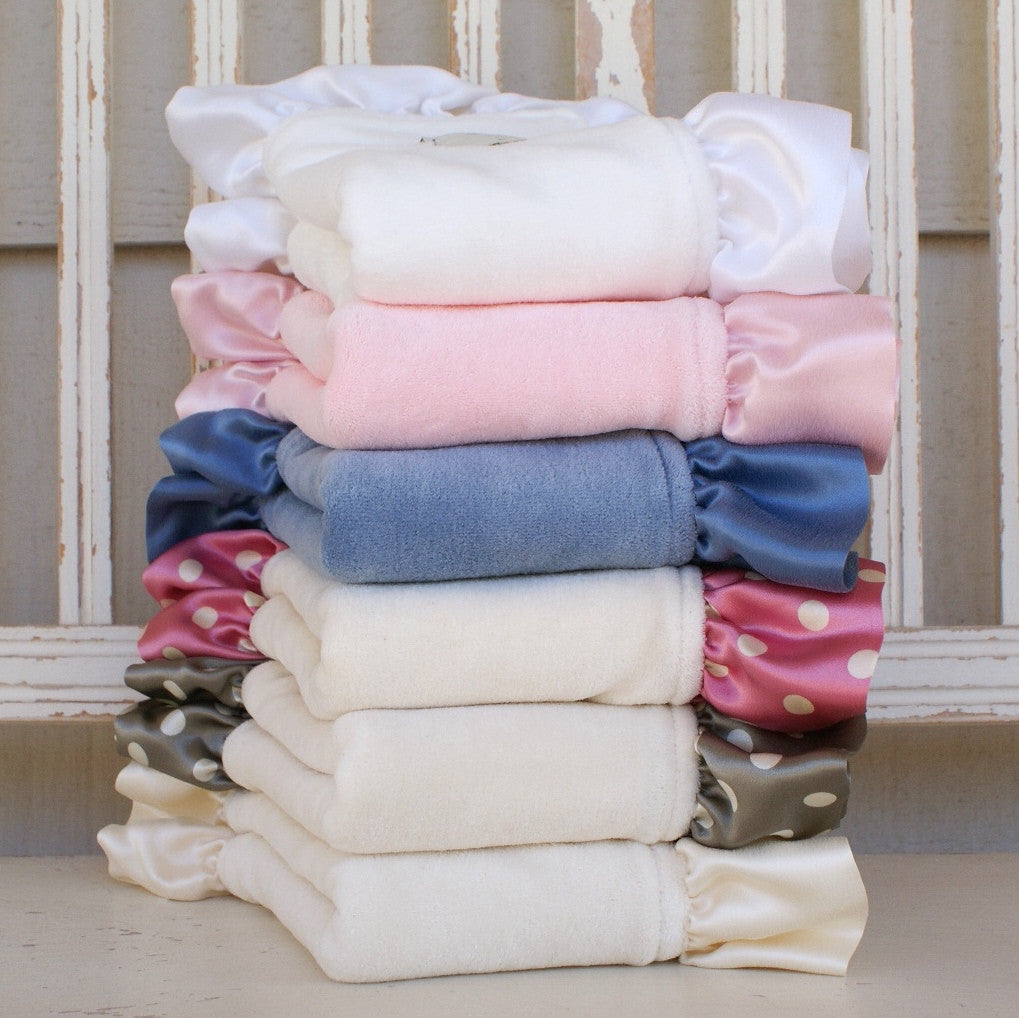 Velour Organic Baby Blanket with A Little Less Silk Ruffle - Robbie Adrian Luxury Organics