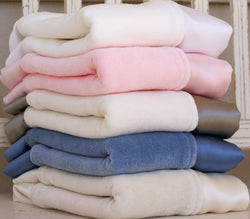 Velour Organic Baby Blanket with Straight Silk Trim - Robbie Adrian Luxury Organics